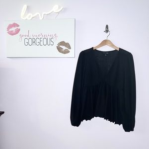 The Sang Black Waffle Knit Top